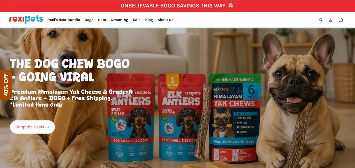 RexiPets — custom Shopify pet storefront